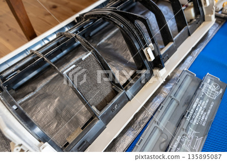 Parts removed before cleaning the air conditioner Parts removed before cleaning the air conditioner 135895087