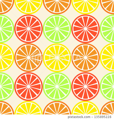 Colorful Citrus Fruit Slices Seamless Pattern Background 135895228