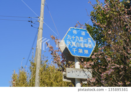 [千葉縣長生郡一宮町]九十九里一宮大原自行車道標誌（新浜通沿線） 135895381