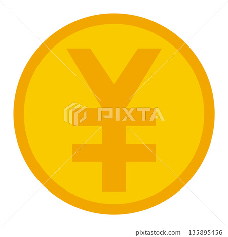 Illustration of a gold coin with a yen symbol (¥) Illustration of a gold coin with a yen symbol (¥) 135895456
