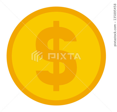 Illustration of a gold coin with a dollar sign ($) Illustration of a gold coin with a dollar sign ($) 135895458