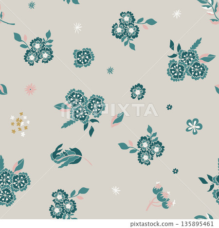 Soft Teal Folk Floral Garden Soft Teal Folk Floral Garden 135895461