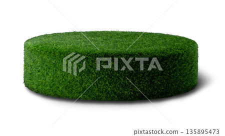 Green grass circular merchandise stand 135895473