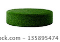 Green grass circular merchandise stand 135895474