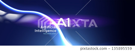AI Digital Curve Futuristic Technology Background 135895559