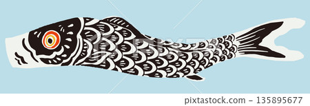 鯉魚彩帶向量圖 | 兒童節與男孩節的日本文化素材 135895677