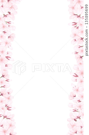 手繪櫻花左右框_豎版 135895699