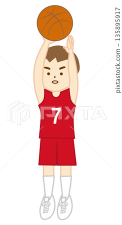 Boy shooting in a basketball game 135895917