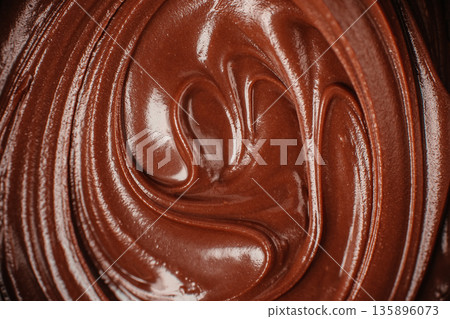 Chocolate cream swirl macro texture background 135896073