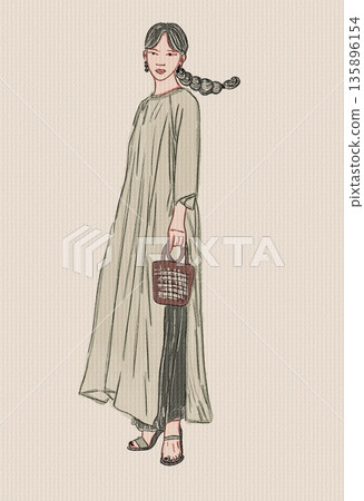vector retro woman with shopping bag 135896154