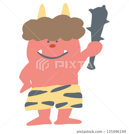 Simple hand-drawn illustration cut series for February's school newsletter | Red demon (Setsubun) Simple hand-drawn illustration cut series for February's school newsletter | Red demon (Setsubun) 135896199