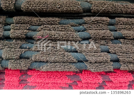 Textured Patterned Floor Mats in Brown and Red Tones 135896263