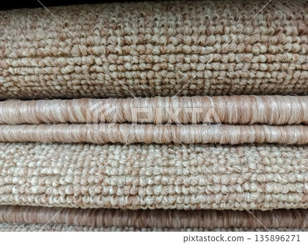 Natural Tan Loop Pile Carpet Texture Close Up Natural Tan Loop Pile Carpet Texture Close Up 135896271