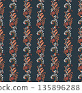 Dark Folk Floral Vine Stripe Print 135896288