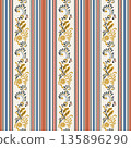Folk Stripe Floral Vine Wallpaper Print 135896290