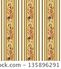 Vintage Folk Stripe Floral Border Print 135896291