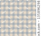 Blue Plaid Grid Botanical Accent Print 135896298