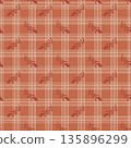 Rust Plaid Grid Botanical Accent Print 135896299