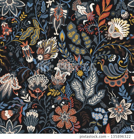 Dark Folk Baroque Floral Ornament Print Dark Folk Baroque Floral Ornament Print 135896322