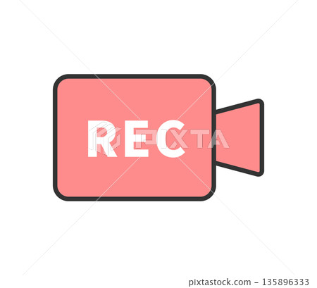 Red icon illustration showing recording in progress - vector 135896333