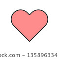簡單的紅色心形圖示插圖向量圖 135896334