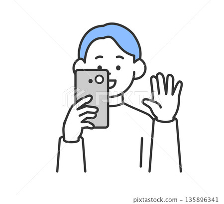 向量圖,描繪一名男子用智慧型手機拍照的場景 向量圖,描繪一名男子用智慧型手機拍照的場景 135896341