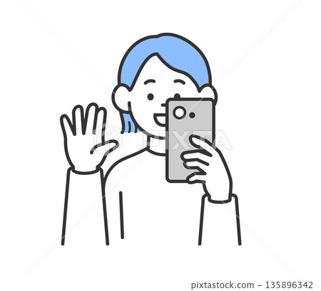 Vector illustration of a woman taking a photo with a smartphone 135896342