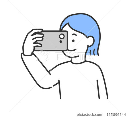 Vector illustration of a woman taking a photo with a smartphone 135896344