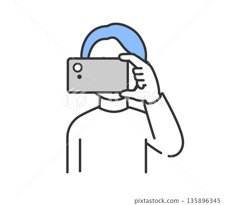 Vector illustration of a man taking a photo with a smartphone 135896345