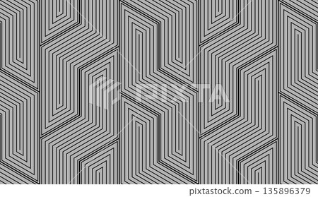 Abstract geometric pattern with stripes, lines. Seamless vector background. Gray and black ornament. Simple lattice graphic design 135896379