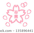 A stamp icon with a cherry blossom pattern and the word "Graduation" 135896441