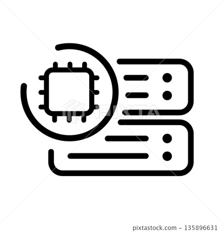 artificial intelligence server icon with processor chip symbol for data center computing line art high performance hardware infrastructure artificial intelligence server icon with processor chip symbol for data center computing line art high performance hardware infrastructure 135896631