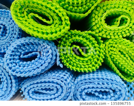 Bright Green and Blue Non Slip Rubber Mesh Rolls Texture Bright Green and Blue Non Slip Rubber Mesh Rolls Texture 135896755