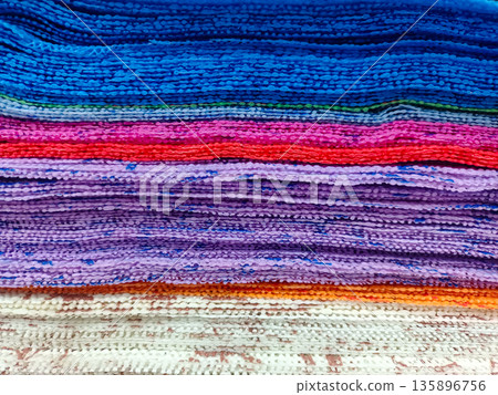 Stack of Colorful Microfiber and Textured Cleaning Cloths Stack of Colorful Microfiber and Textured Cleaning Cloths 135896756