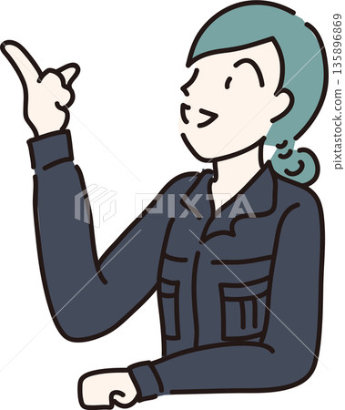 圖解:一位身穿工作服(藏藍色制服)的女士正在構思方案。 圖解:一位身穿工作服(藏藍色制服)的女士正在構思方案。 135896869