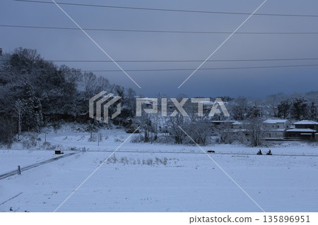 Snow-covered Satoyama residential area and motorcycle commuting: Living in rural areas in winter Snow-covered Satoyama residential area and motorcycle commuting: Living in rural areas in winter 135896951