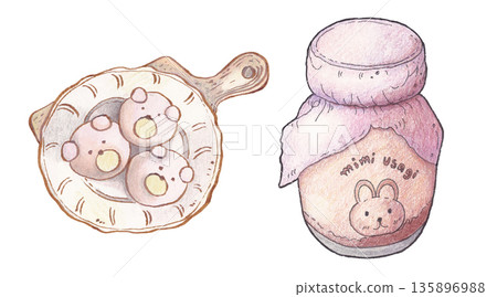 Bakery cake pastry dessert watercolor art Bakery cake pastry dessert watercolor art 135896988