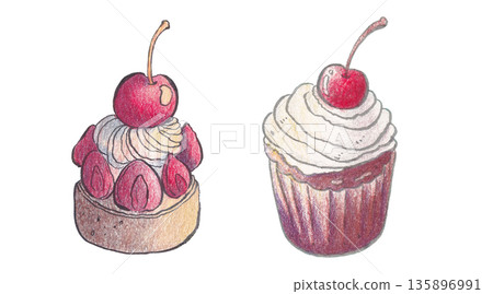 Bakery dessert watercolor elements collection Bakery dessert watercolor elements collection 135896991