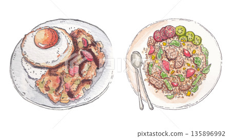 Food Watercolor Illustration for Packaging Design 135896992