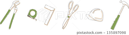 可愛的工具插圖集 可愛的工具插圖集 135897098
