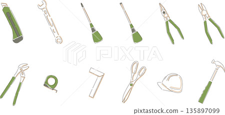 可愛的工具插圖集 135897099