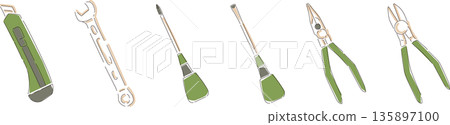 Cute tool illustration set Cute tool illustration set 135897100