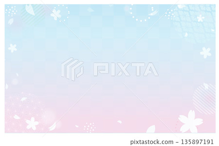 Japanese style background illustration of cherry blossoms 135897191