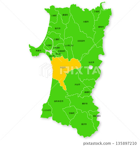 Map of Akita Prefecture and Akita City 135897210