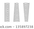 Spiral spring set. Metal wire coil spring icon collection. Thin zigzag waves symbol. Flexible coil shapes. Loop line pattern. Vector illustration isolated on white background 135897238