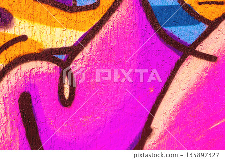 Abstract Pink, Orange, Blue Graffiti Art with Black Outlines for Urban Street Style, 2000s Aesthetic Abstract Pink, Orange, Blue Graffiti Art with Black Outlines for Urban Street Style, 2000s Aesthetic 135897327