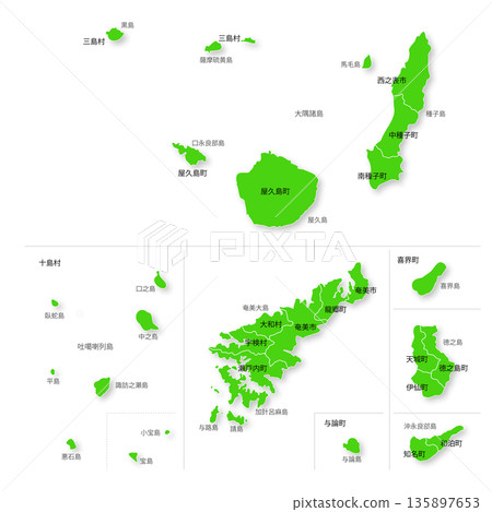 Kagoshima prefecture remote island map Kagoshima prefecture remote island map 135897653
