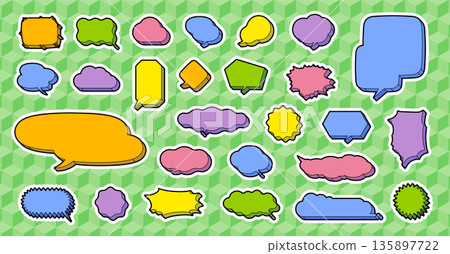 A set of speech bubbles designed like block toys, with various shapes A set of speech bubbles designed like block toys, with various shapes 135897722