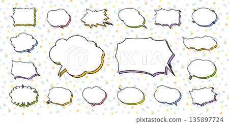 Colorful shadow design speech bubbles on a white background, horizontal writing Colorful shadow design speech bubbles on a white background, horizontal writing 135897724