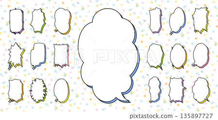 Colorful shadow design speech bubbles on a white background, vertical writing 135897727